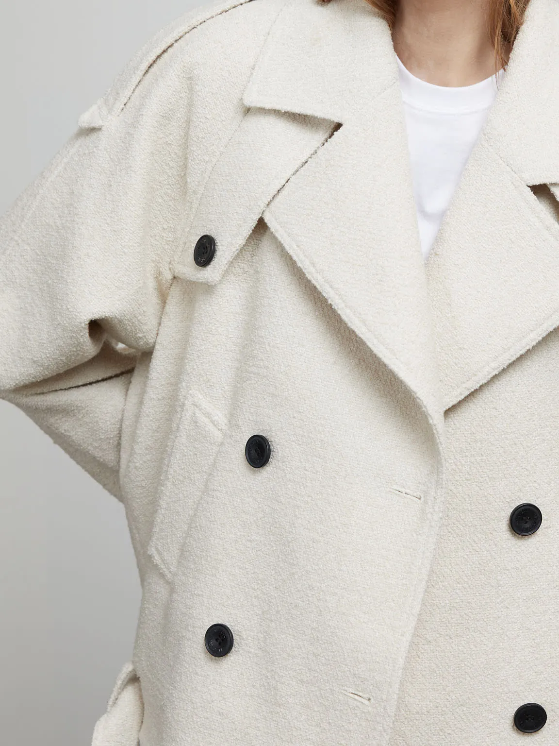 KIRA BOUCLE TRENCH JACKET - CRÈME