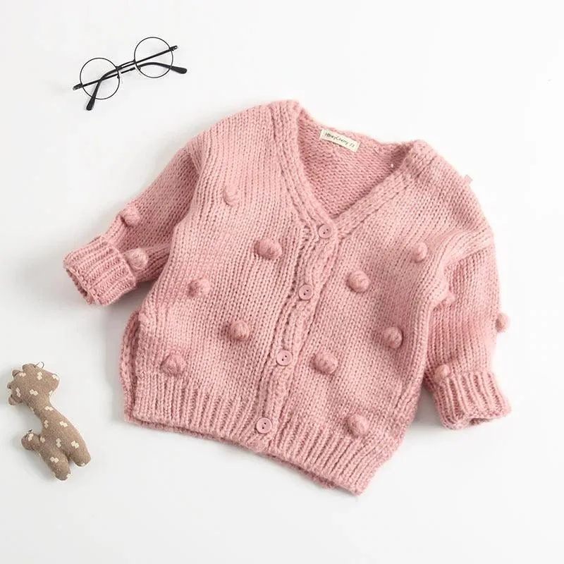 Knitted Cotton Ball Cardigan