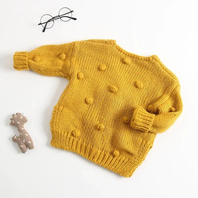 Knitted Cotton Ball Cardigan