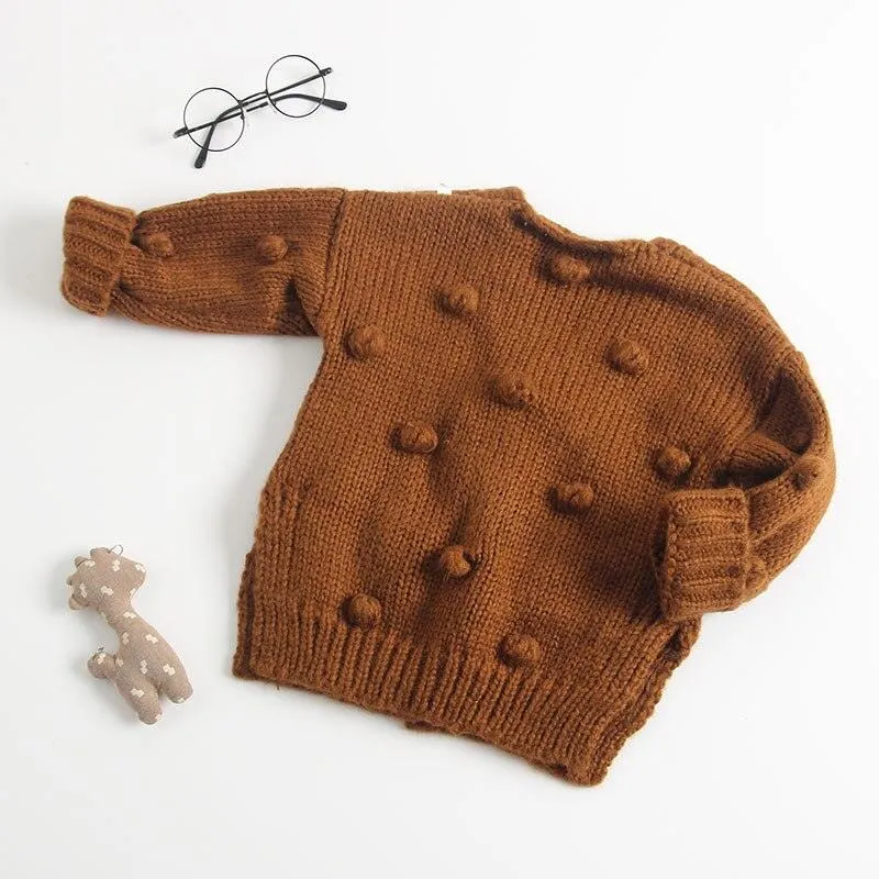 Knitted Cotton Ball Cardigan