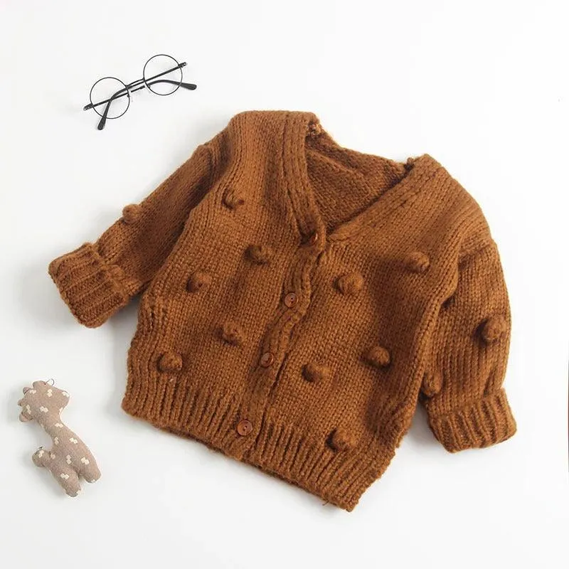 Knitted Cotton Ball Cardigan