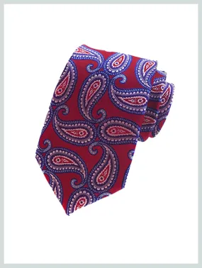 Knitted Tie | Red And Blue  Paisley Tie