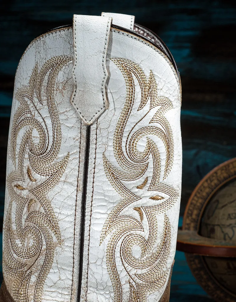 Ladies Myra Sanded White Leather Western Boot 51091