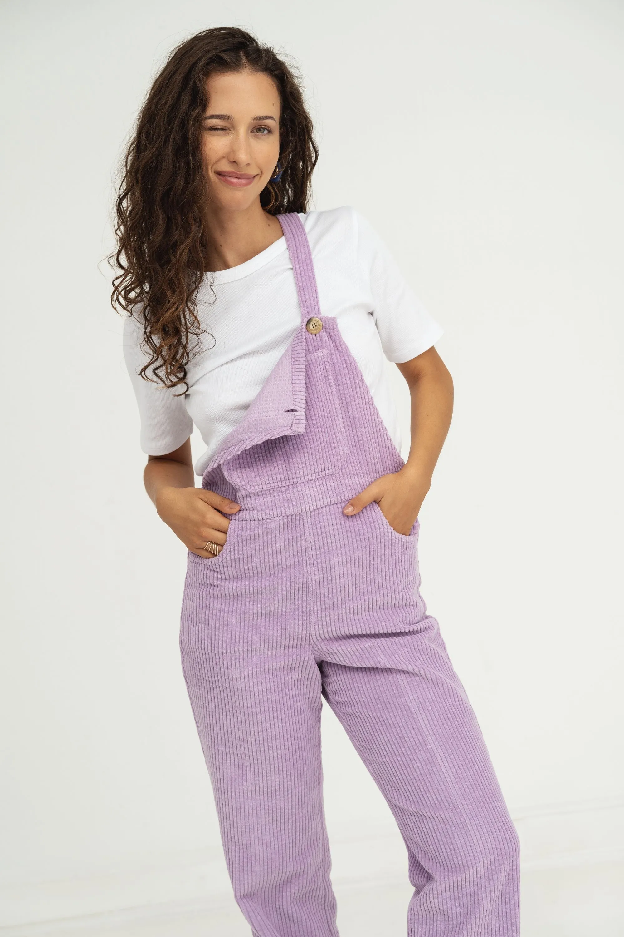 Leah Lilac Corduroy Overalls