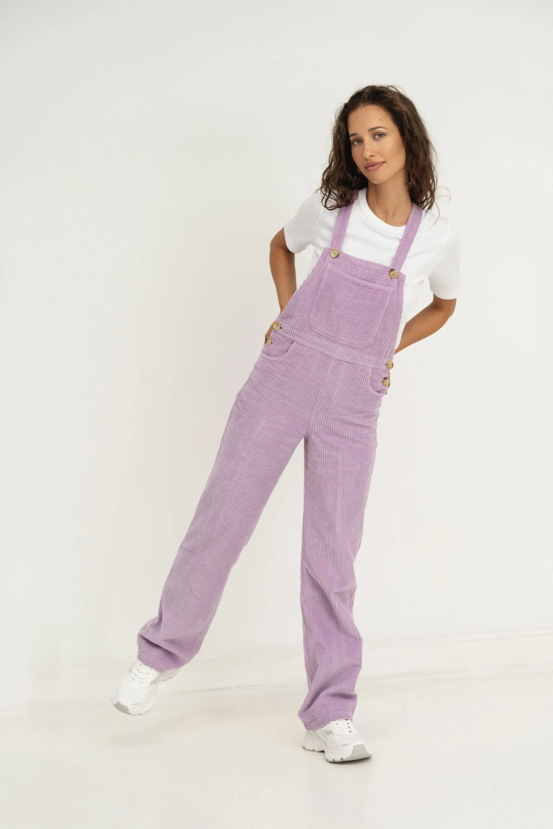 Leah Lilac Corduroy Overalls