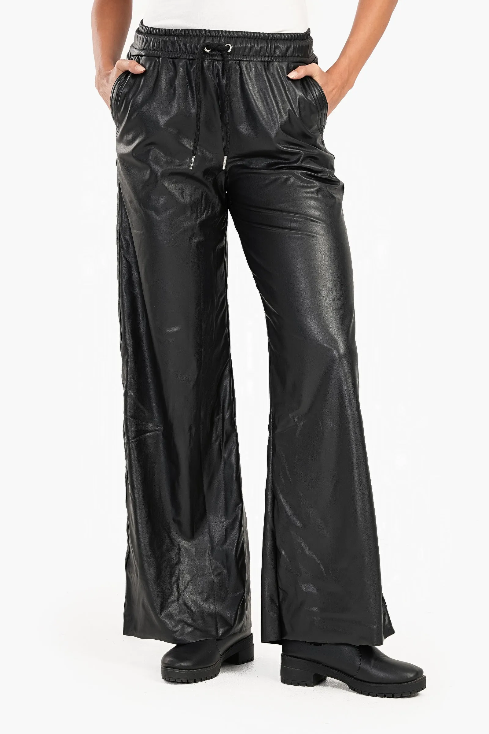 Leather Pants with Elastic Waist