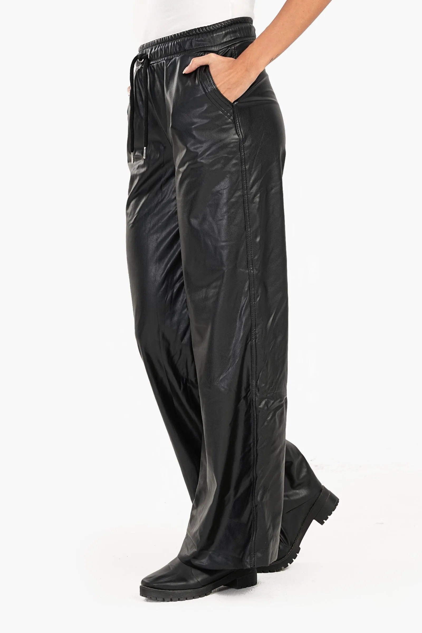 Leather Pants with Elastic Waist