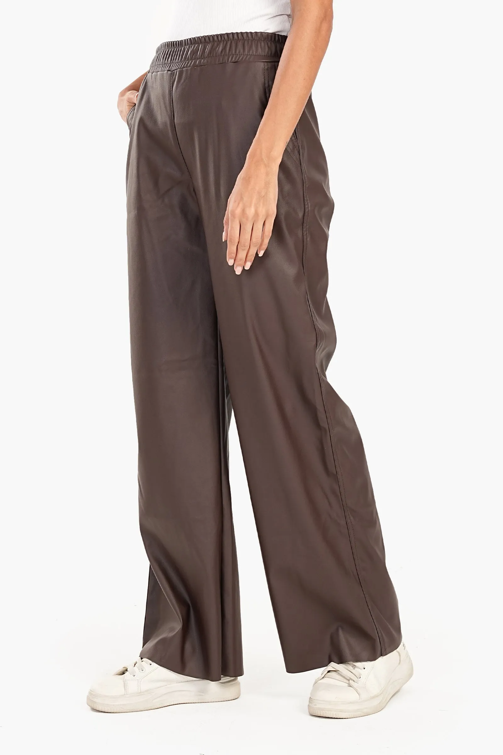 Leather Pants with Elastic Waist