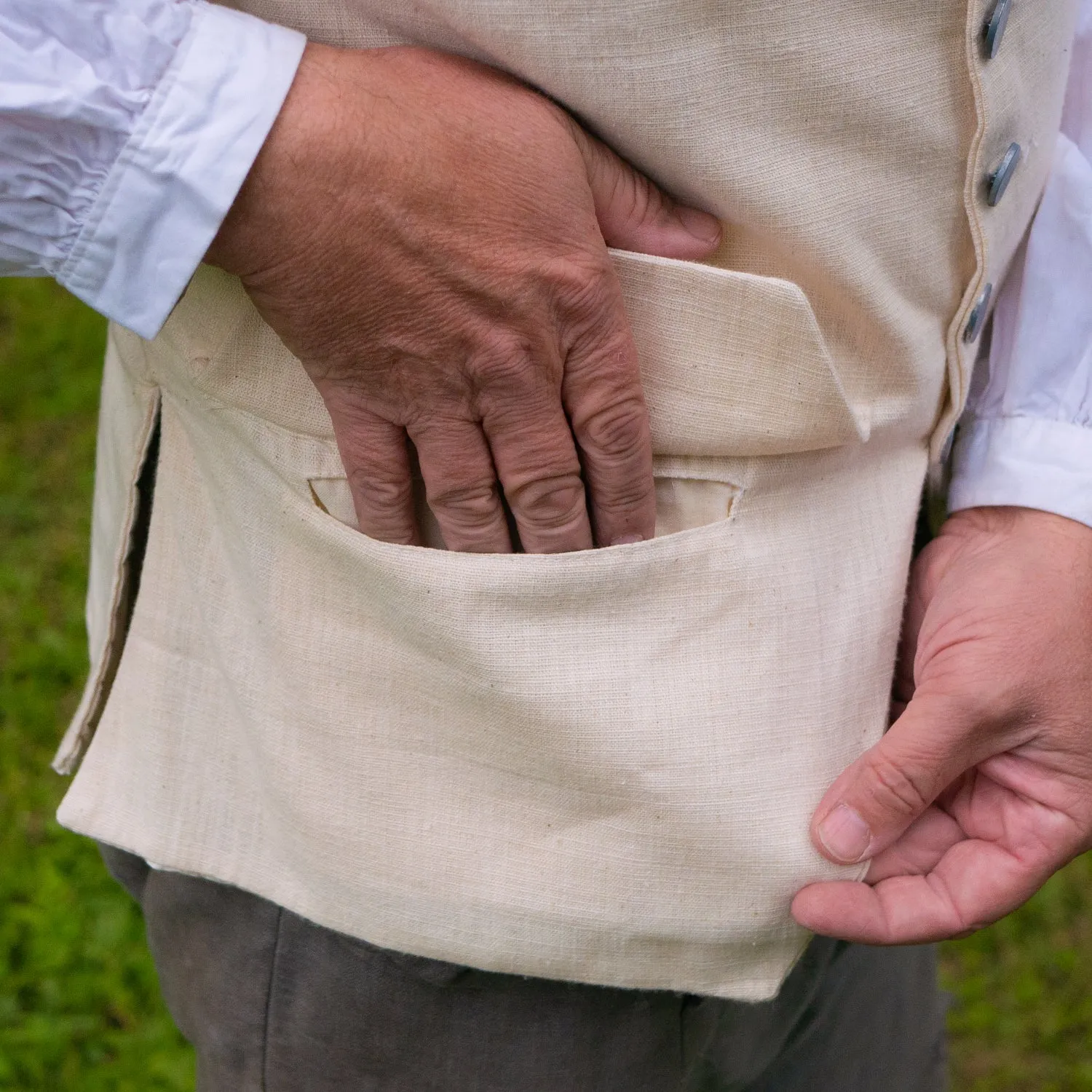 Lightweight Off White Cotton Waistcoat - 1770's Style