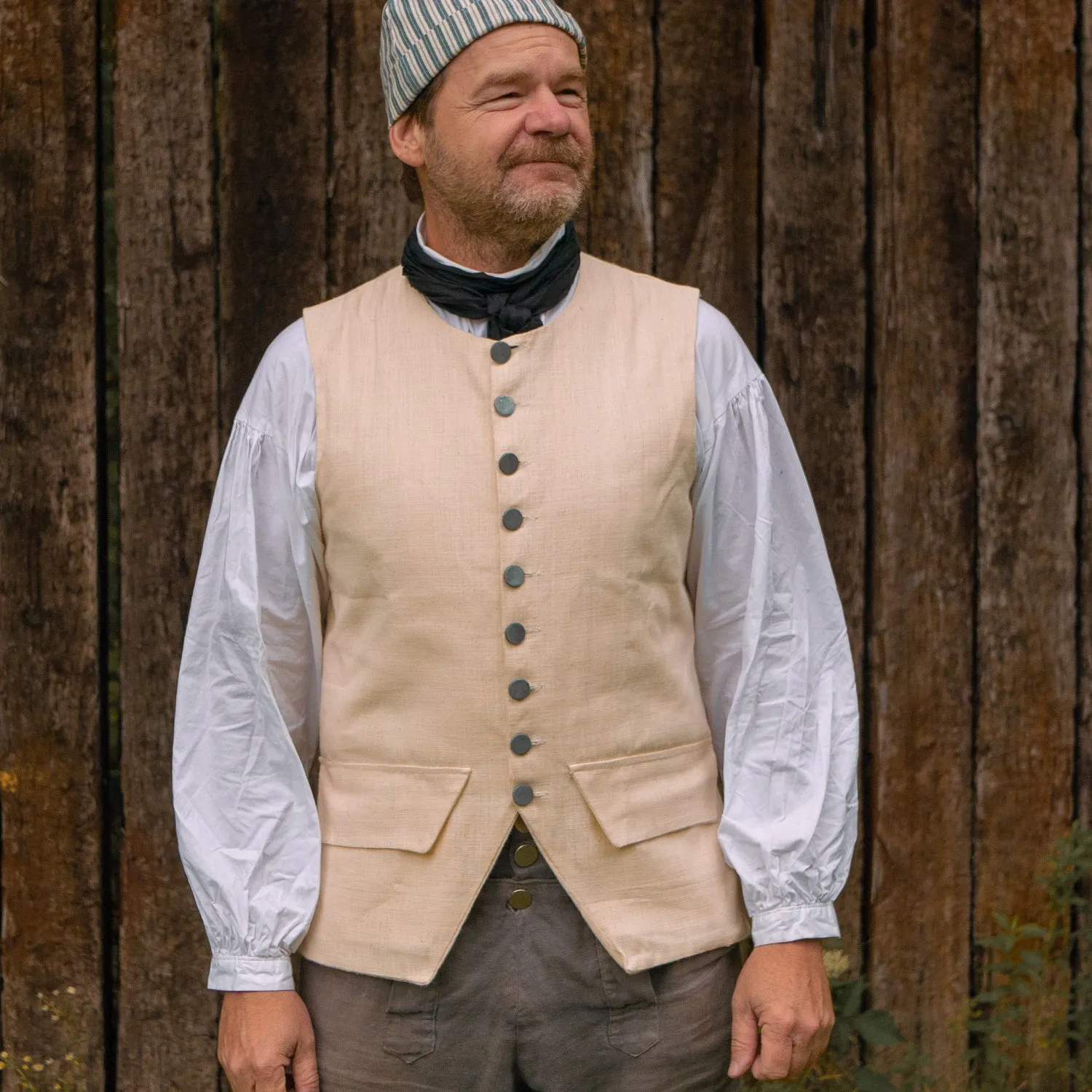 Lightweight Off White Cotton Waistcoat - 1770's Style