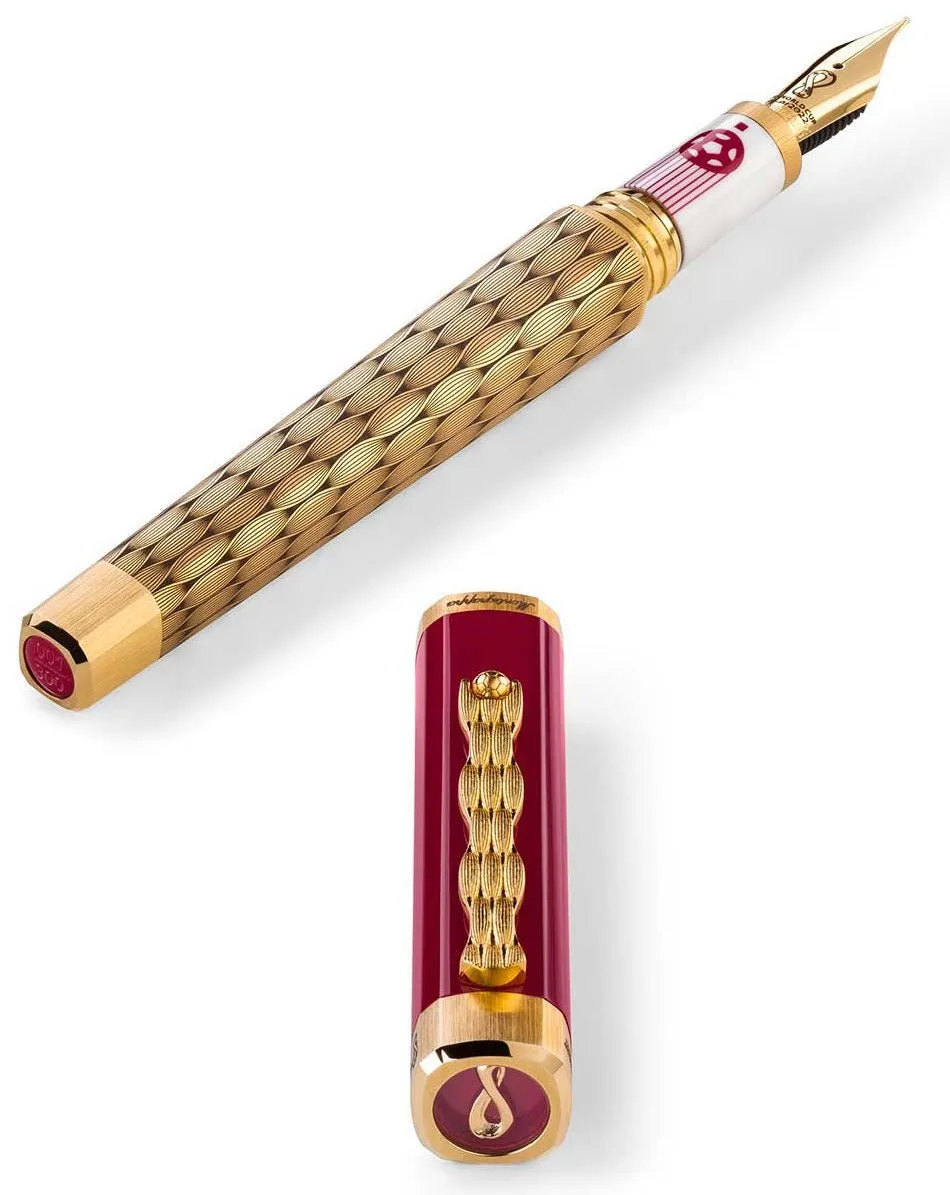 Limited Edition Montegrappa Al Tarikh Yuktab Fine Nib Maroon/Yellow Gold Fountain Pen ISZ4F2IY_Q