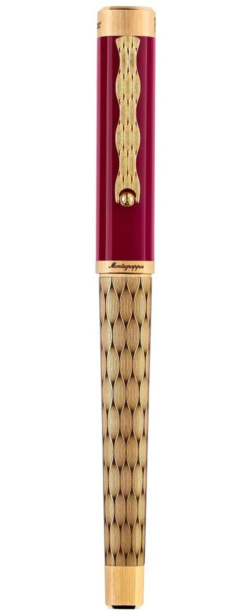 Limited Edition Montegrappa Al Tarikh Yuktab Fine Nib Maroon/Yellow Gold Fountain Pen ISZ4F2IY_Q