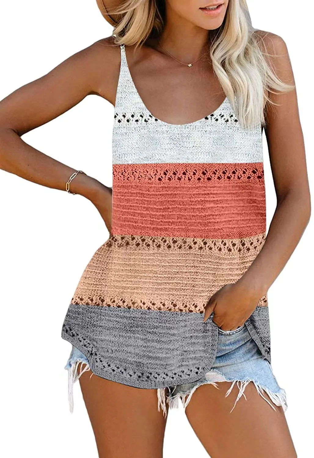 Loose Camisole Knit Beach Top Women Beachwear