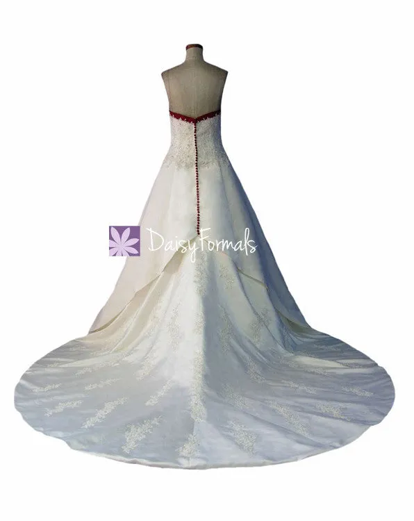 Luxury Embroidery Wedding Dress Long Colorful Wedding Gown W/Chapel train (WD58202)