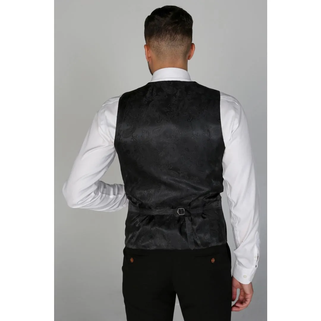 Mayfair- Men's Plain Black Waistcoat Prom Wedding Office