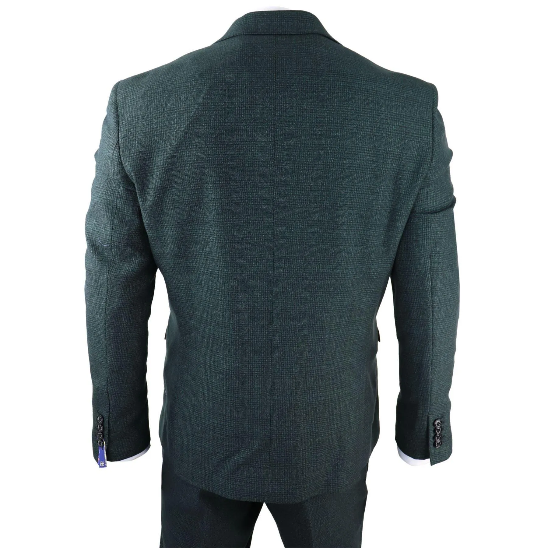 Mens 3 Piece Check Suit Tweed Olive Green Tailored Fit Wedding Peaky Classic