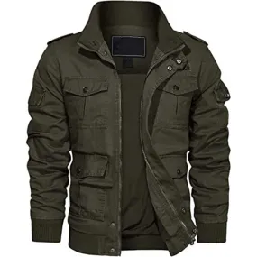 Men's Army Green Military Cargo Jacket