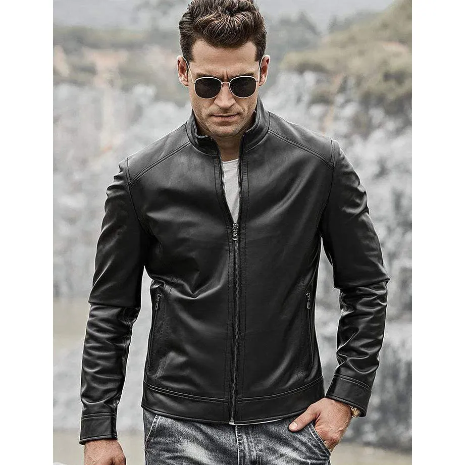 Men's Classic Motorcycle Leather Jacket