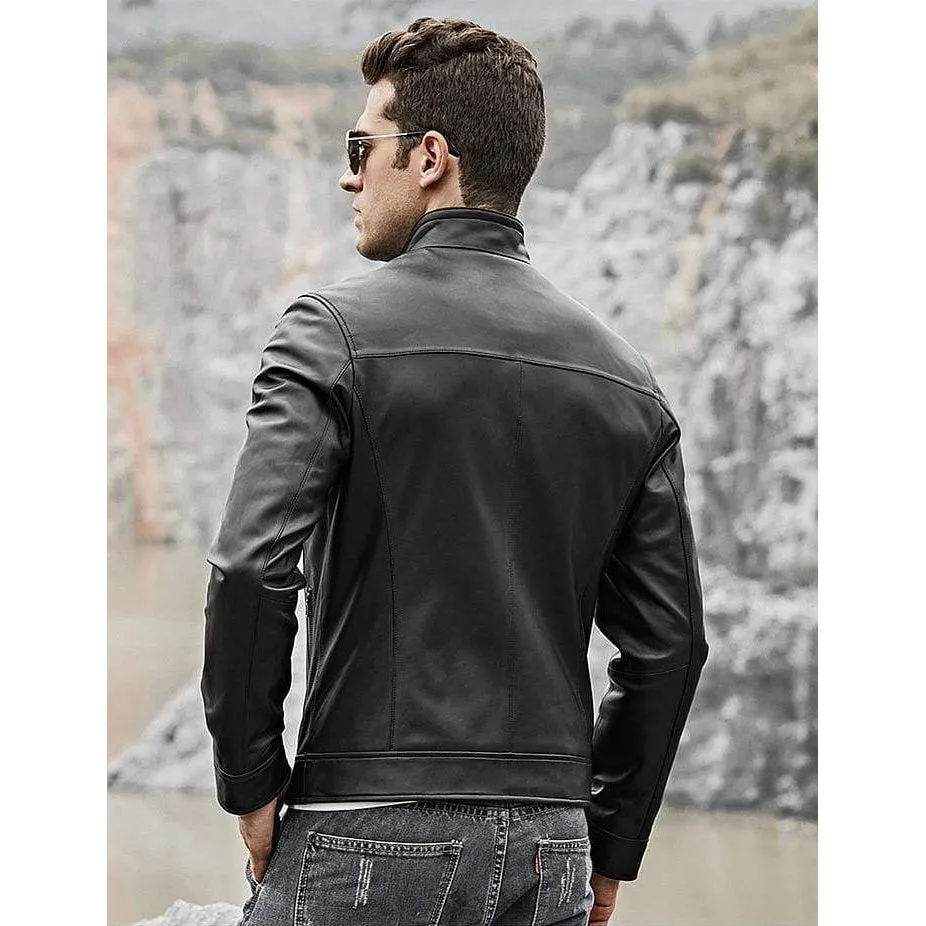 Men's Classic Motorcycle Leather Jacket