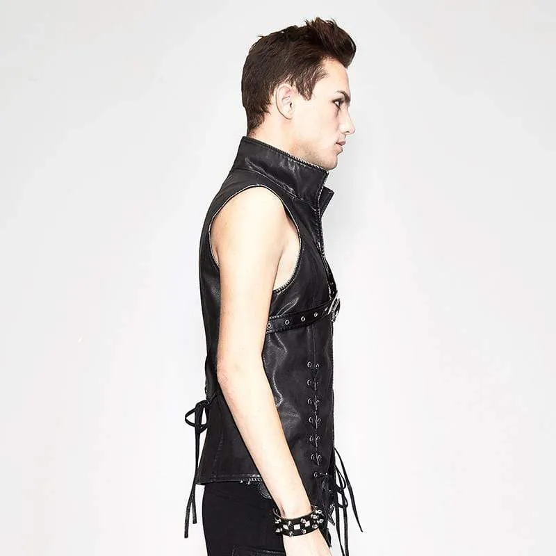 Men's Punk Faux Leather Waistcoat