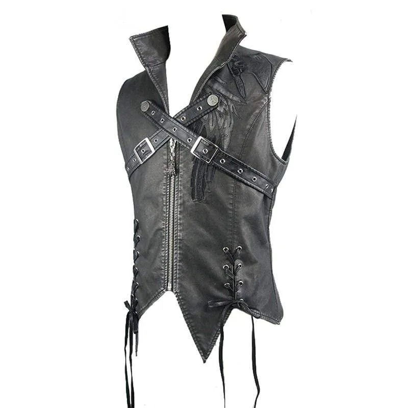 Men's Punk Faux Leather Waistcoat