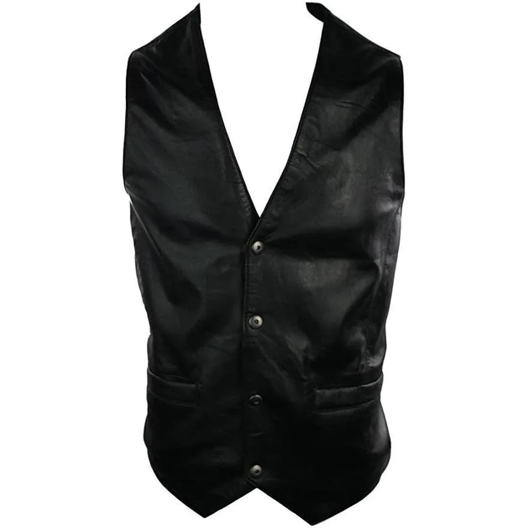 Mens Real Full Leather Gilet Waistcoat