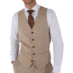 Men's Waistcoat Beige Tailored Fit Summer Wedding Vest