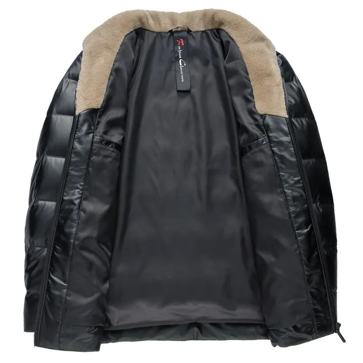 Men's Warm Lightweight Fur Collar Down Jacket