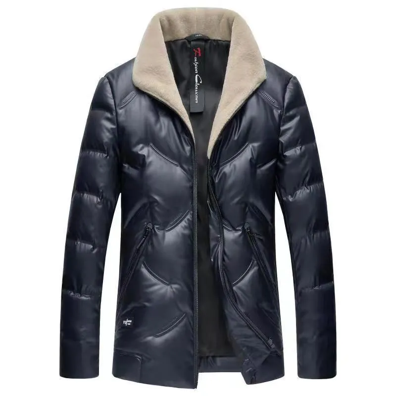 Men's Warm Lightweight Fur Collar Down Jacket