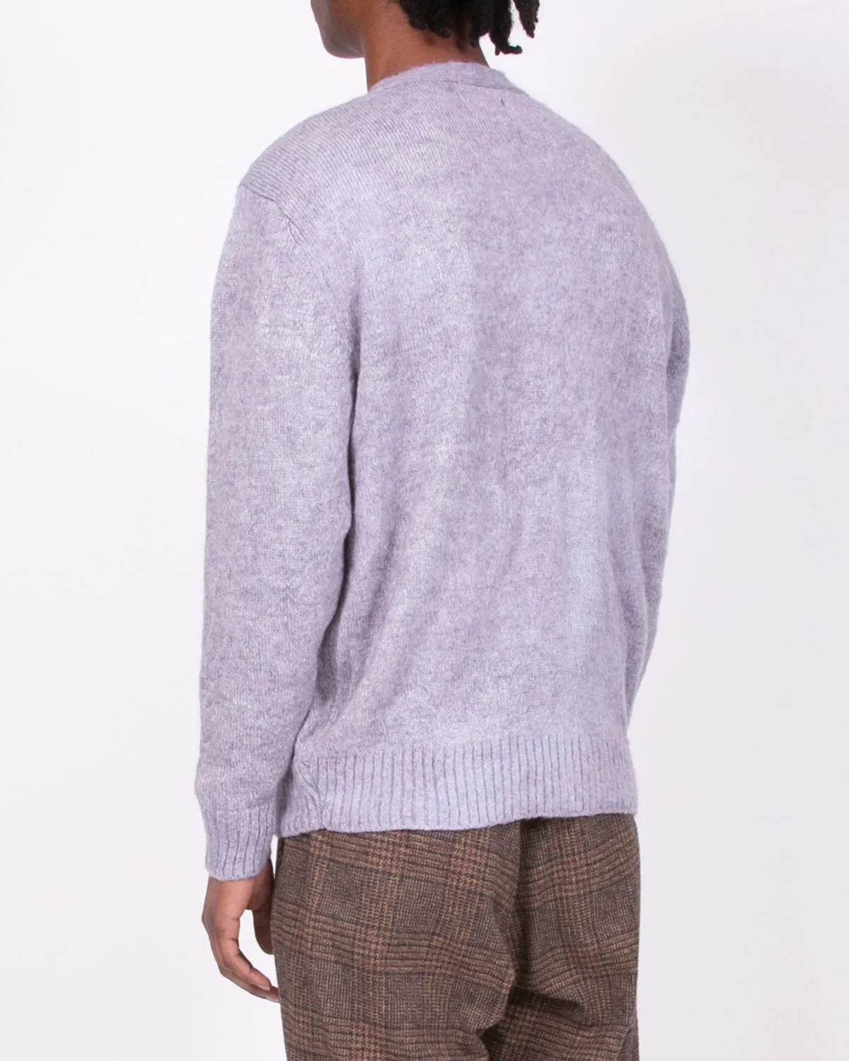 Mohair Dyed Cardigan - Purple Ash Dyed