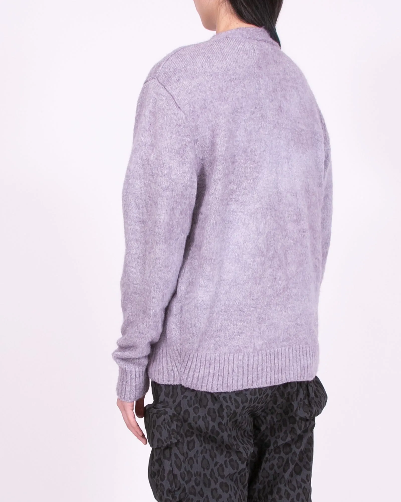 Mohair Dyed Cardigan - Purple Ash Dyed