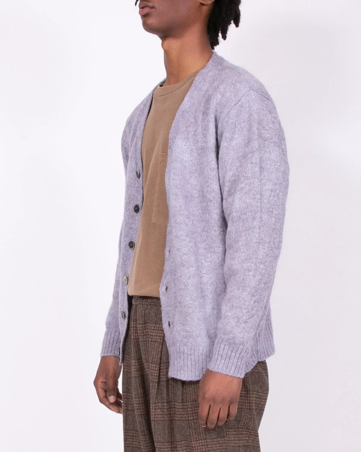 Mohair Dyed Cardigan - Purple Ash Dyed