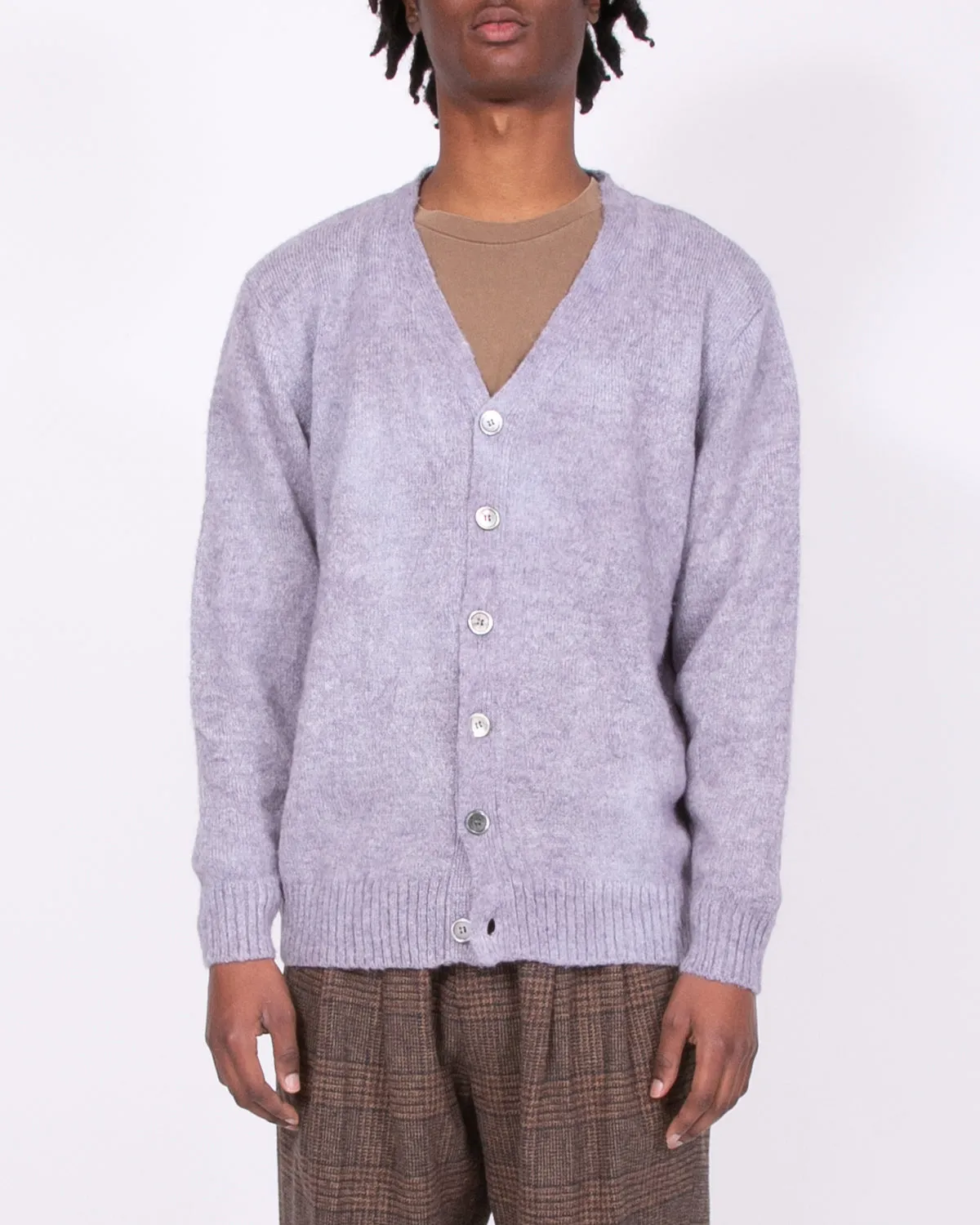 Mohair Dyed Cardigan - Purple Ash Dyed