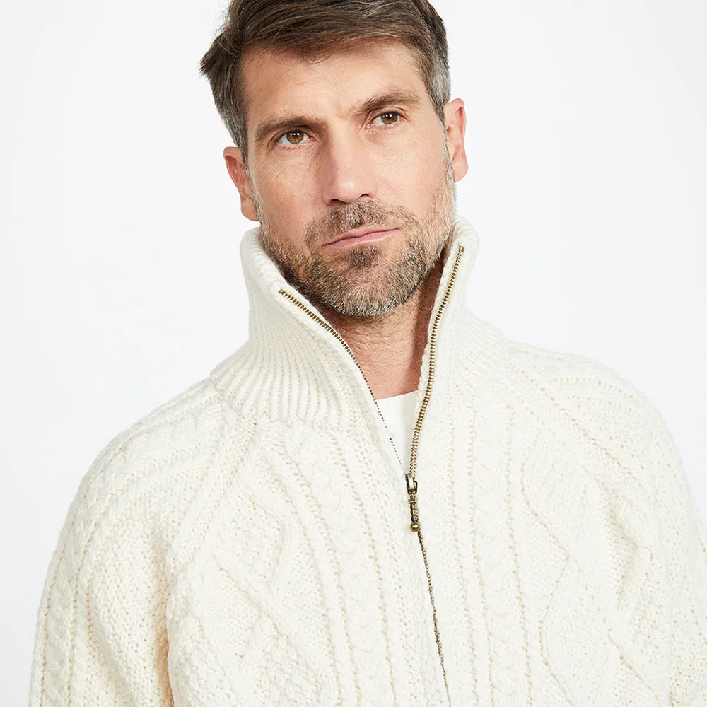 Natural Unisex Hand Knit Aran Cardigan