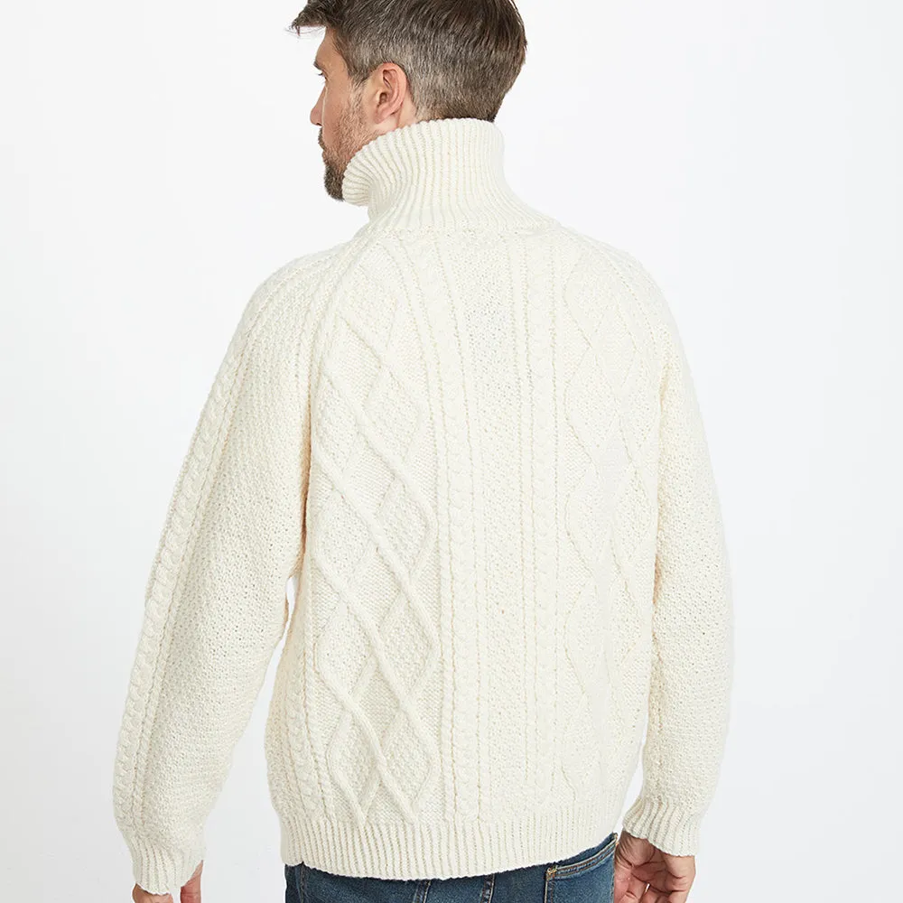 Natural Unisex Hand Knit Aran Cardigan