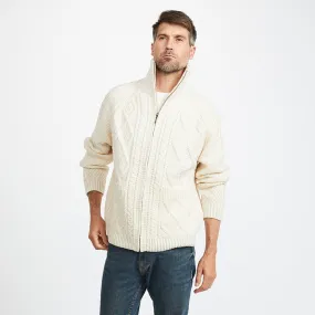 Natural Unisex Hand Knit Aran Cardigan