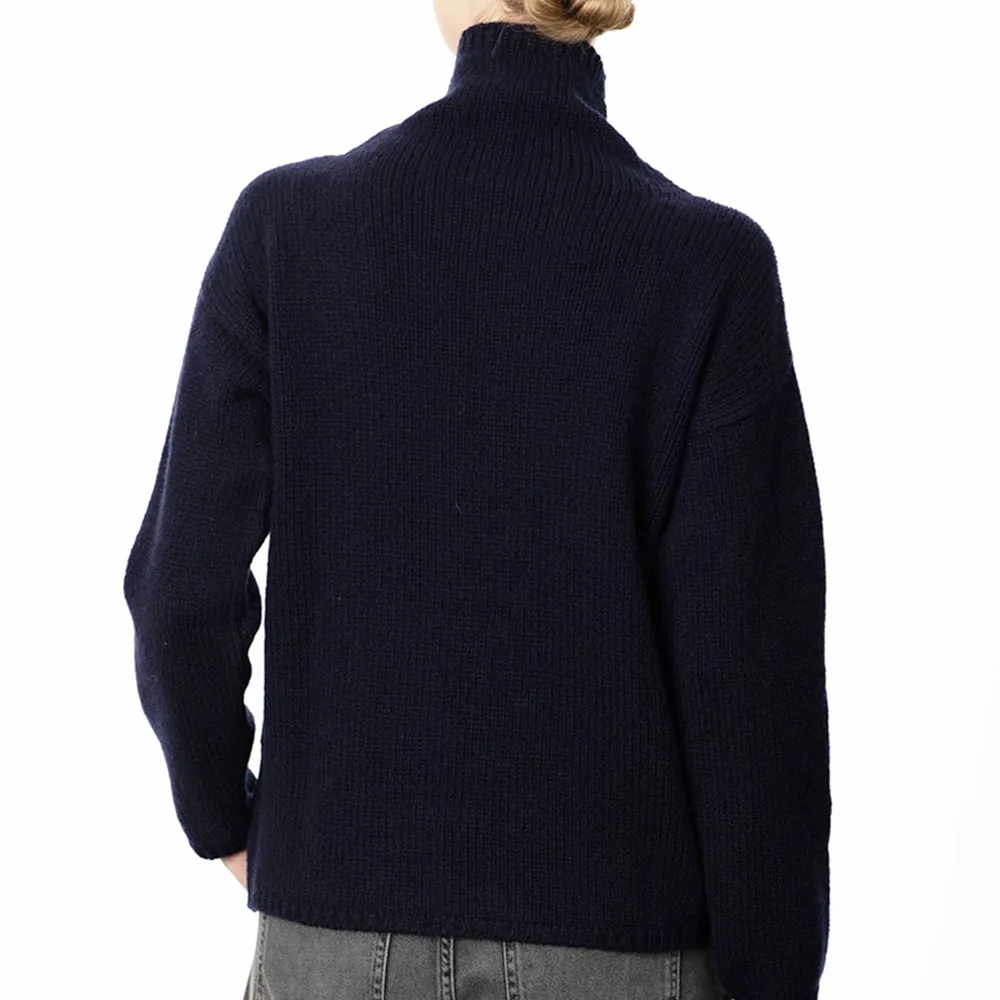 Navy Funnel Neck Slouchy Sweater