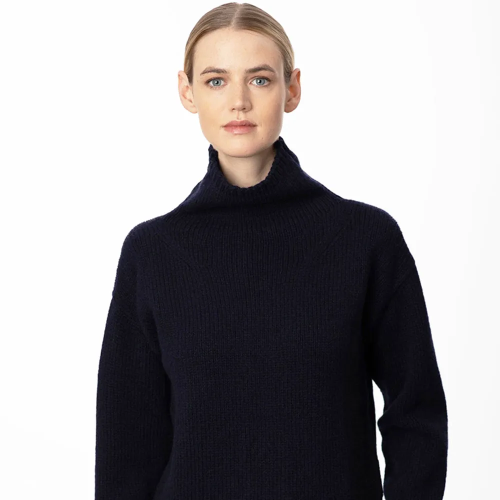 Navy Funnel Neck Slouchy Sweater