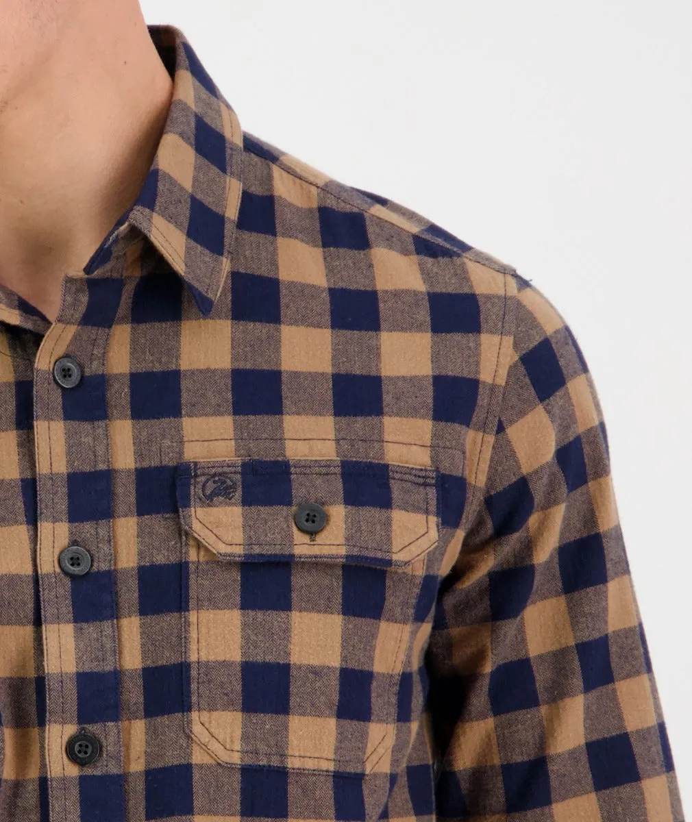 Okato V2 Long Sleeve Work Shirt - Oxblood/Black Check | Gold/Navy Check