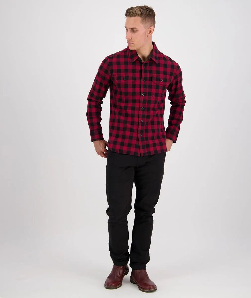 Okato V2 Long Sleeve Work Shirt - Oxblood/Black Check | Gold/Navy Check