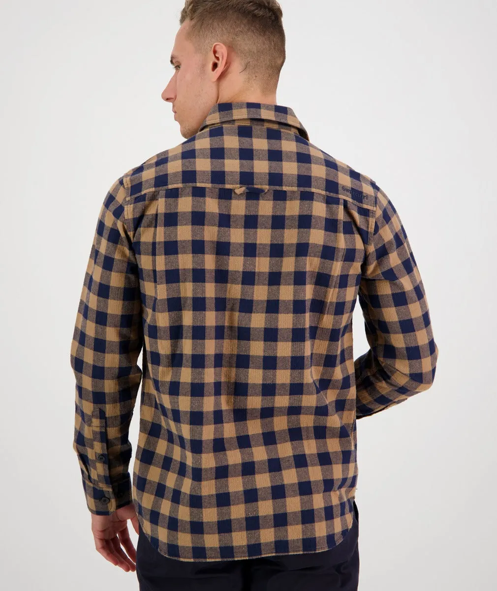 Okato V2 Long Sleeve Work Shirt - Oxblood/Black Check | Gold/Navy Check