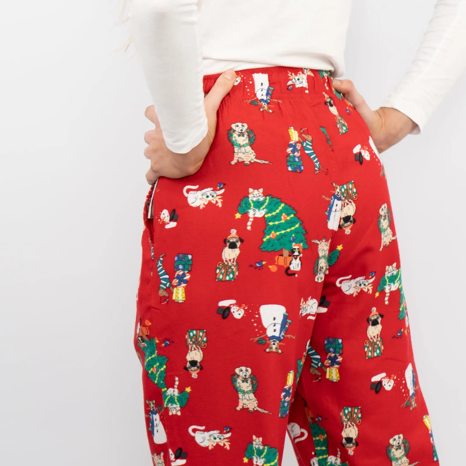 Old Navy Gap Womens Red Christmas Tree Pyjama Bottoms Elasticated Waist Trousers