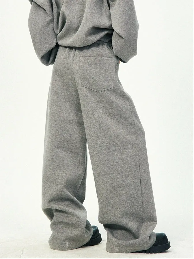 Oversized Cropped Zip Hoodie and Wide-Leg Pants Tracksuit Set