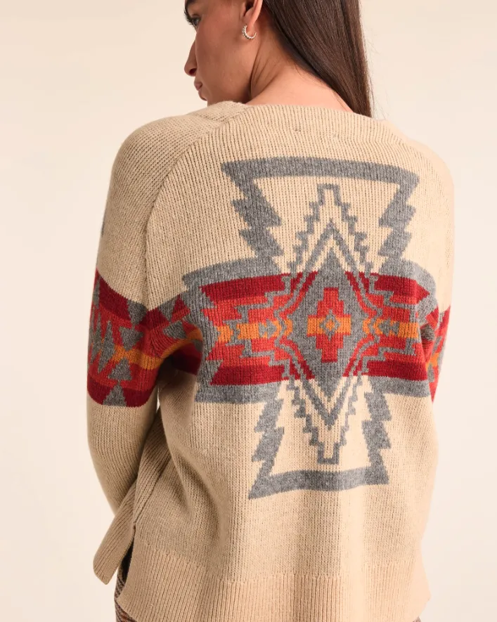 Oversized Graphic Cardigan<br>Vintage Tan Multi