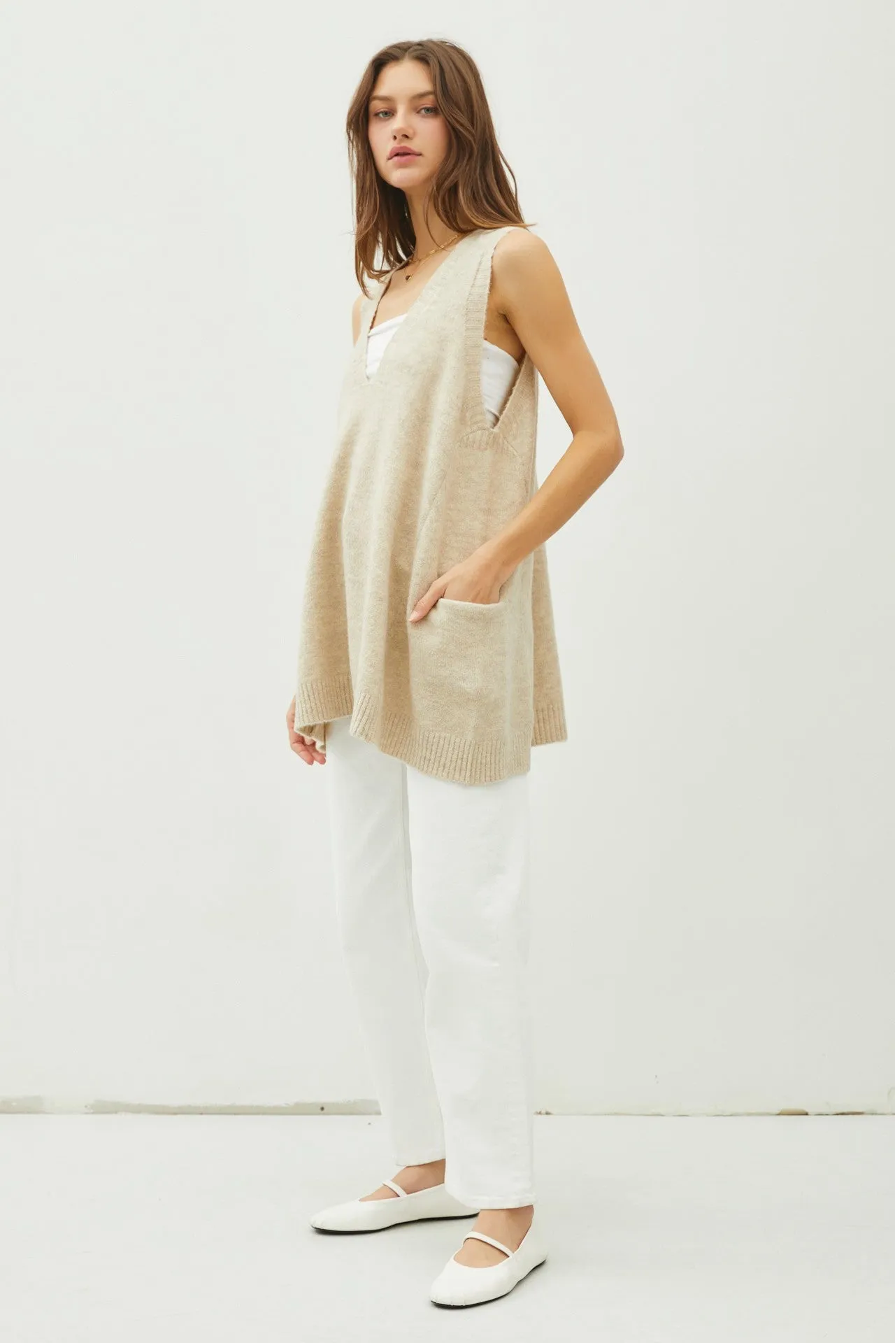 Oversized V-Neck Sweater Vest