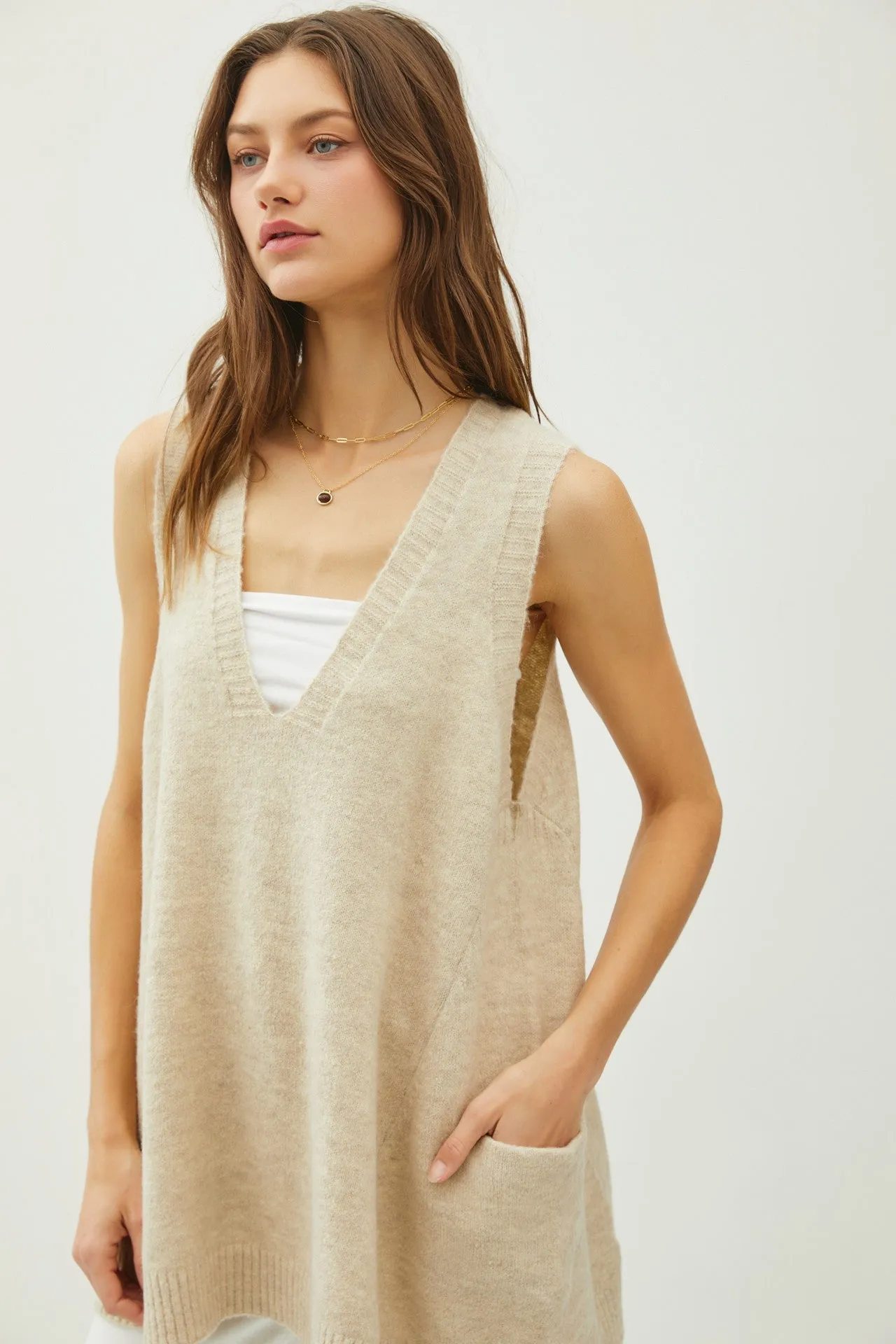 Oversized V-Neck Sweater Vest