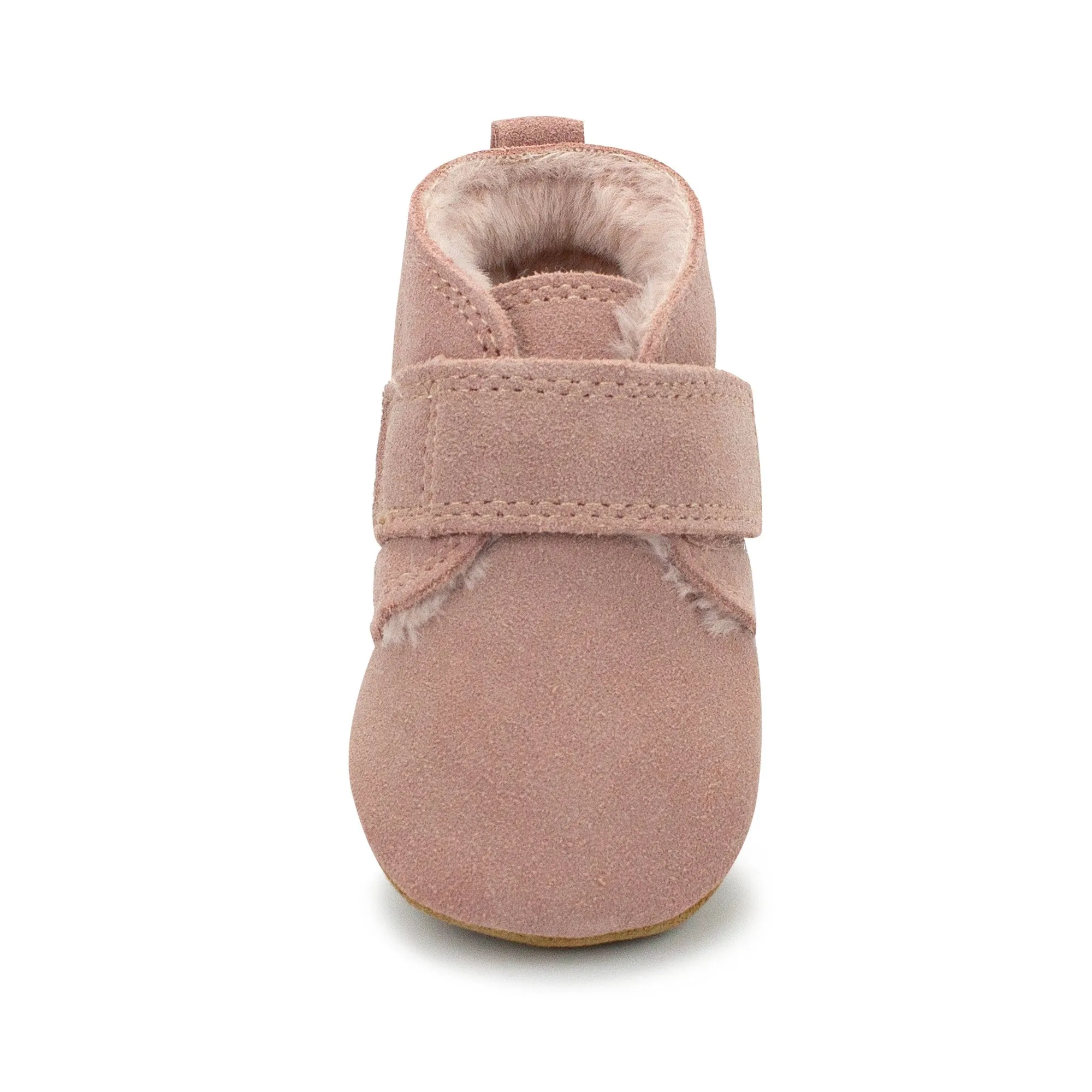 Pink Leather Furry Lined Baby Shoe