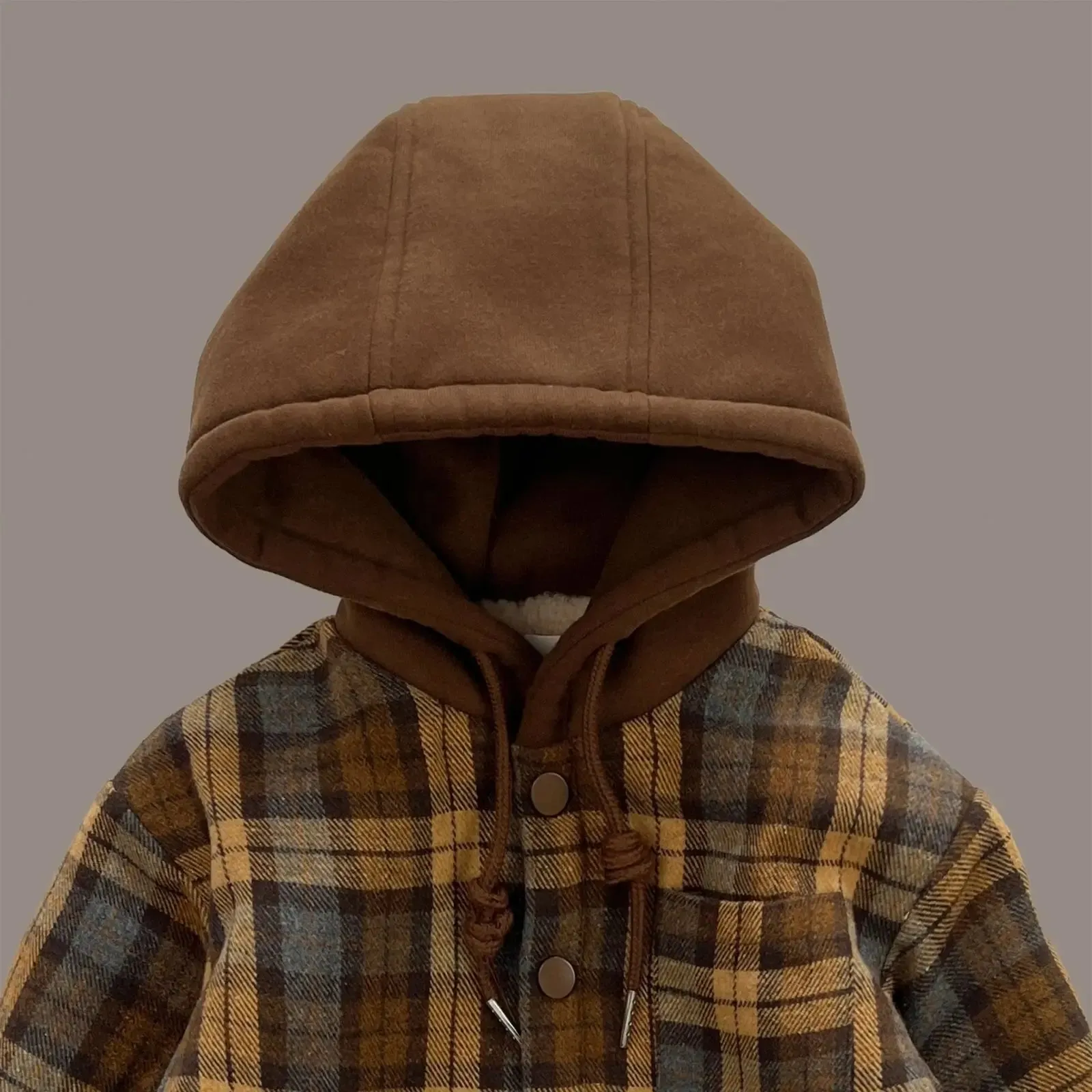 Plaid Hooded Shirt Jacket