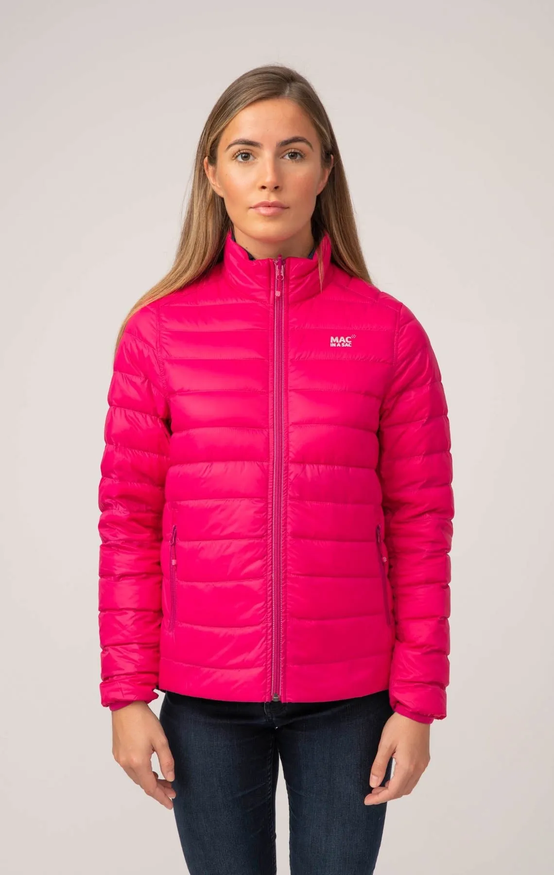 Polar II Womens Down Jacket - Fuchsia Navy