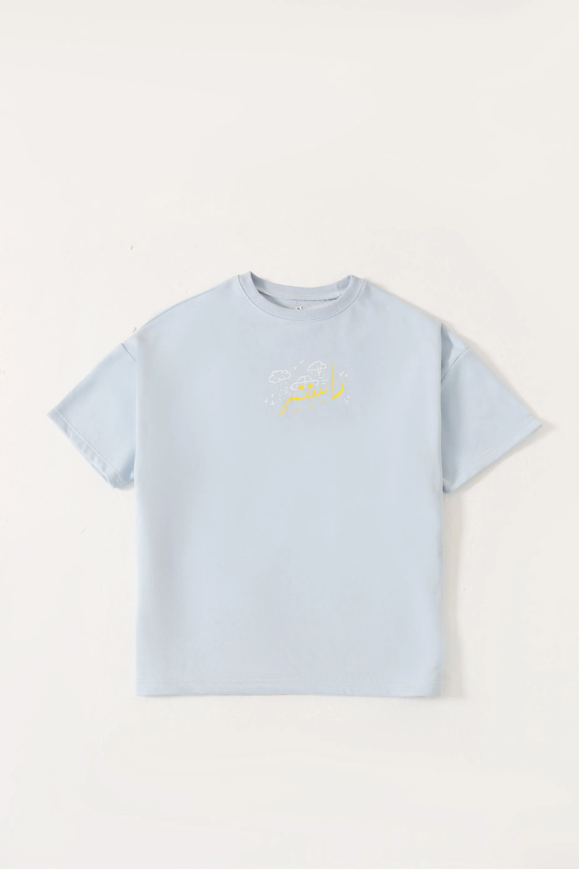 POWDER BLUE PRINTED T SHIRT